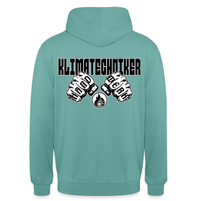 Unisex Hoodie "Klimatechniker" (beidseitig bedruckt) Pastelltürkis Unisex Hoodie {{ color }}