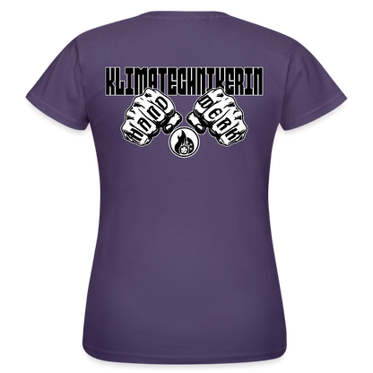 Frauen T-Shirt "Klimatechnikerin" (beidseitig bedruckt) Dunkellila Frauen T-Shirt {{ color }}