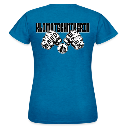 Frauen T-Shirt "Klimatechnikerin" (beidseitig bedruckt) Antikblaues Saphir meliert Frauen T-Shirt {{ color }}