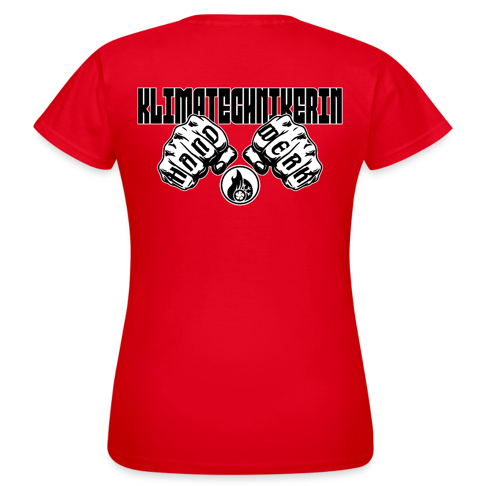 Frauen T-Shirt "Klimatechnikerin" (beidseitig bedruckt) Rot Frauen T-Shirt {{ color }}
