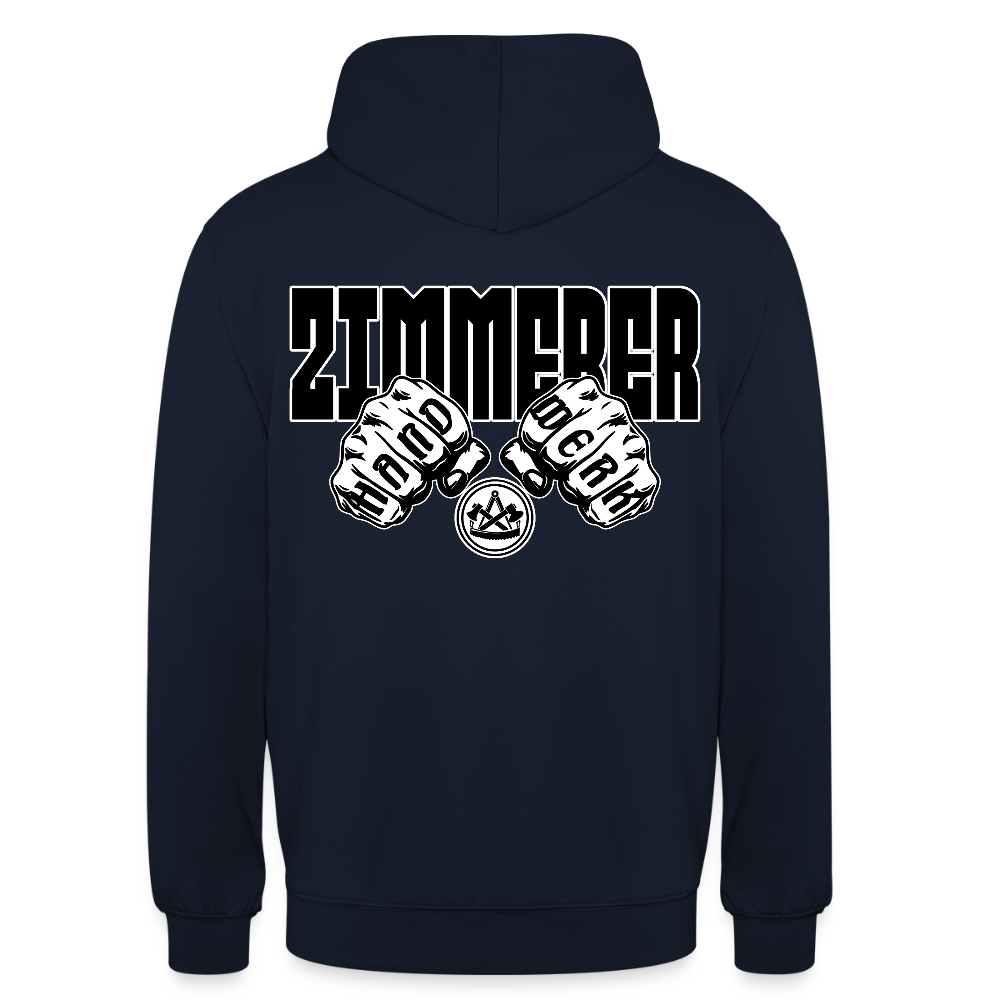 Unisex Hoodie "Zimmerer" (beidseitig bedruckt) Navy Unisex Hoodie {{ color }}