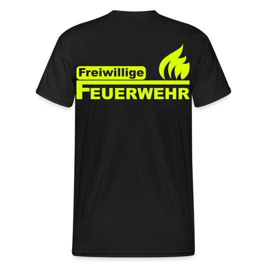 Unisex T-Shirt "Feuerwehr 2" beidseitig bedruckt Schwarz Männer Gildan Heavy T-Shirt {{ color }}