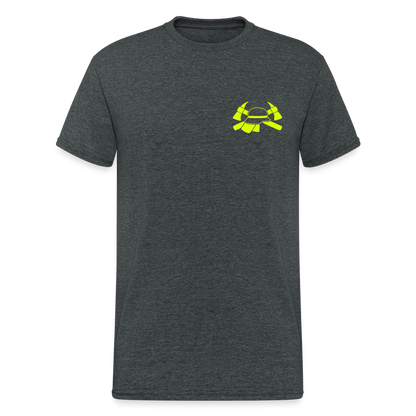 Unisex T-Shirt "Feuerwehr 1" beidseitig bedruckt Dunkelgrau meliert Männer Gildan Heavy T-Shirt {{ color }}