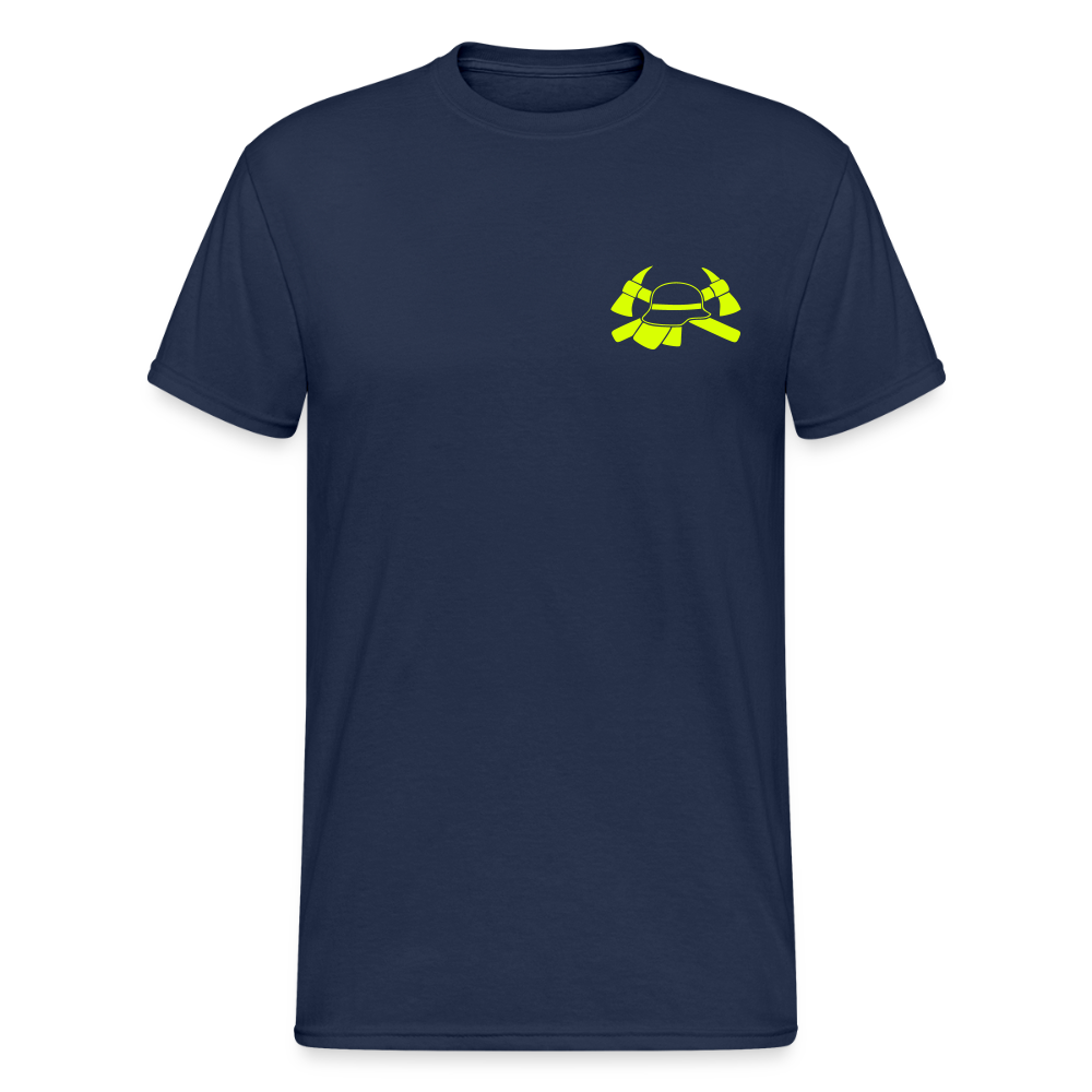 Unisex T-Shirt "Feuerwehr 1" beidseitig bedruckt Navy Männer Gildan Heavy T-Shirt {{ color }}