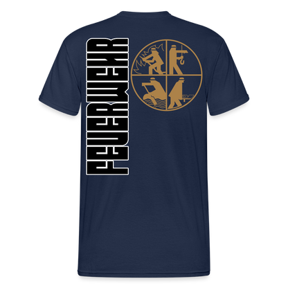 Unisex T-Shirt "Feuerwehr 8" beidseitig bedruckt Navy Männer Gildan Heavy T-Shirt {{ color }}