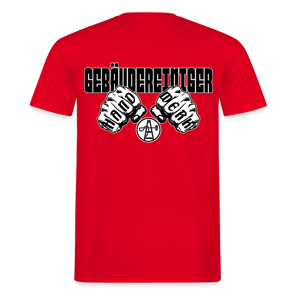 Unisex T-Shirt "Gebäudereiniger" (beidseitig bedruckt) Rot Männer T-Shirt {{ color }}
