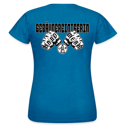 Frauen T-Shirt "Gebäudereinigerin" (beidseitig bedruckt) Antikblaues Saphir meliert Frauen T-Shirt {{ color }}