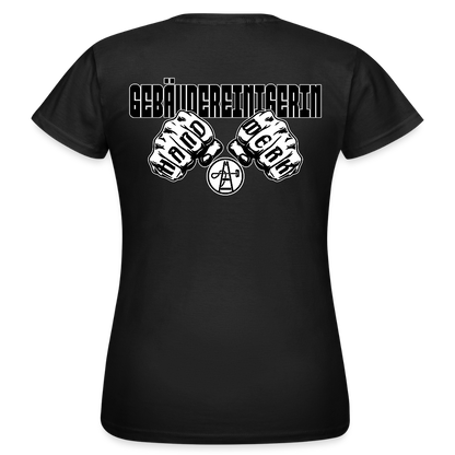 Frauen T-Shirt "Gebäudereinigerin" (beidseitig bedruckt) Schwarz Frauen T-Shirt {{ color }}