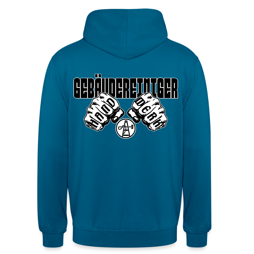Unisex Hoodie "Gebäudereiniger" (beidseitig bedruckt) Tiefseeblau Unisex Hoodie {{ color }}