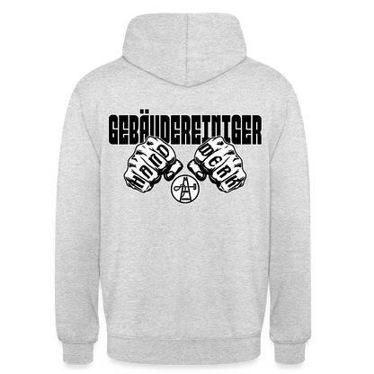 Unisex Hoodie "Gebäudereiniger" (beidseitig bedruckt) Hellgrau meliert Unisex Hoodie {{ color }}