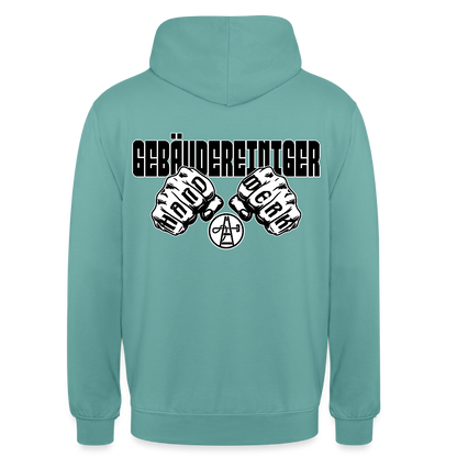 Unisex Hoodie "Gebäudereiniger" (beidseitig bedruckt) Pastelltürkis Unisex Hoodie {{ color }}