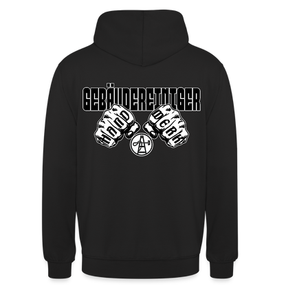 Unisex Hoodie "Gebäudereiniger" (beidseitig bedruckt) Schwarz Unisex Hoodie {{ color }}