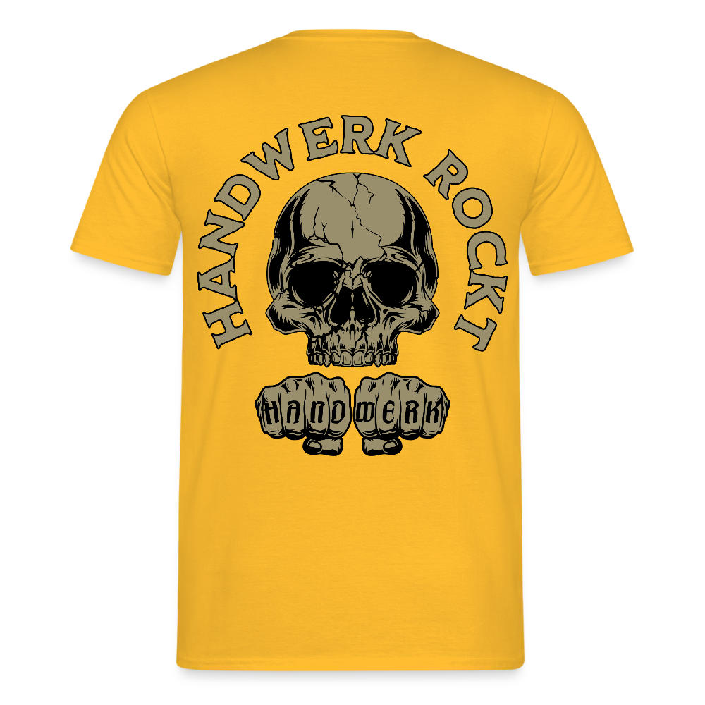 Unisex T-Shirt "Handwerk-Rockt" (beidseitig bedruckt) Gelb Männer T-Shirt {{ color }}