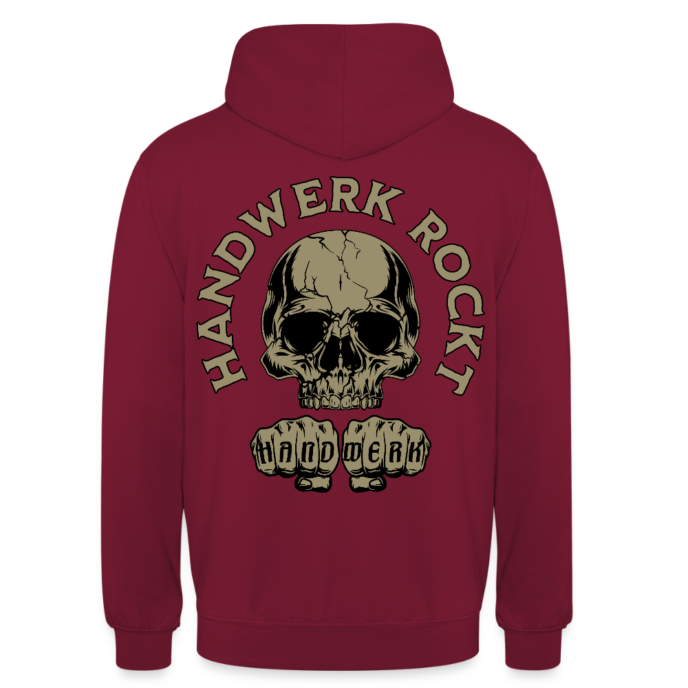 Unisex Hoodie "Handwerk-Rockt" (beidseitig bedruckt) Bordeaux Unisex Hoodie {{ color }}