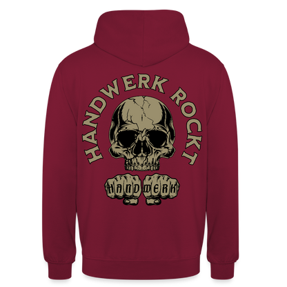 Unisex Hoodie "Handwerk-Rockt" (beidseitig bedruckt) Bordeaux Unisex Hoodie {{ color }}