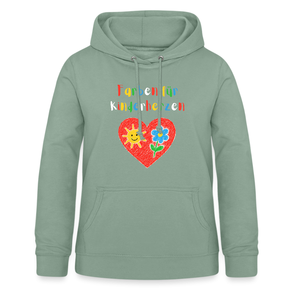 Frauen Hoodie "Farben für Kinderherzen" Graugrün Frauen Hoodie {{ color }}