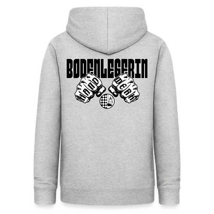 Frauen Hoodie "Bodenlegerin" (beidseitig beruckt) Hellgrau meliert Frauen Hoodie {{ color }}