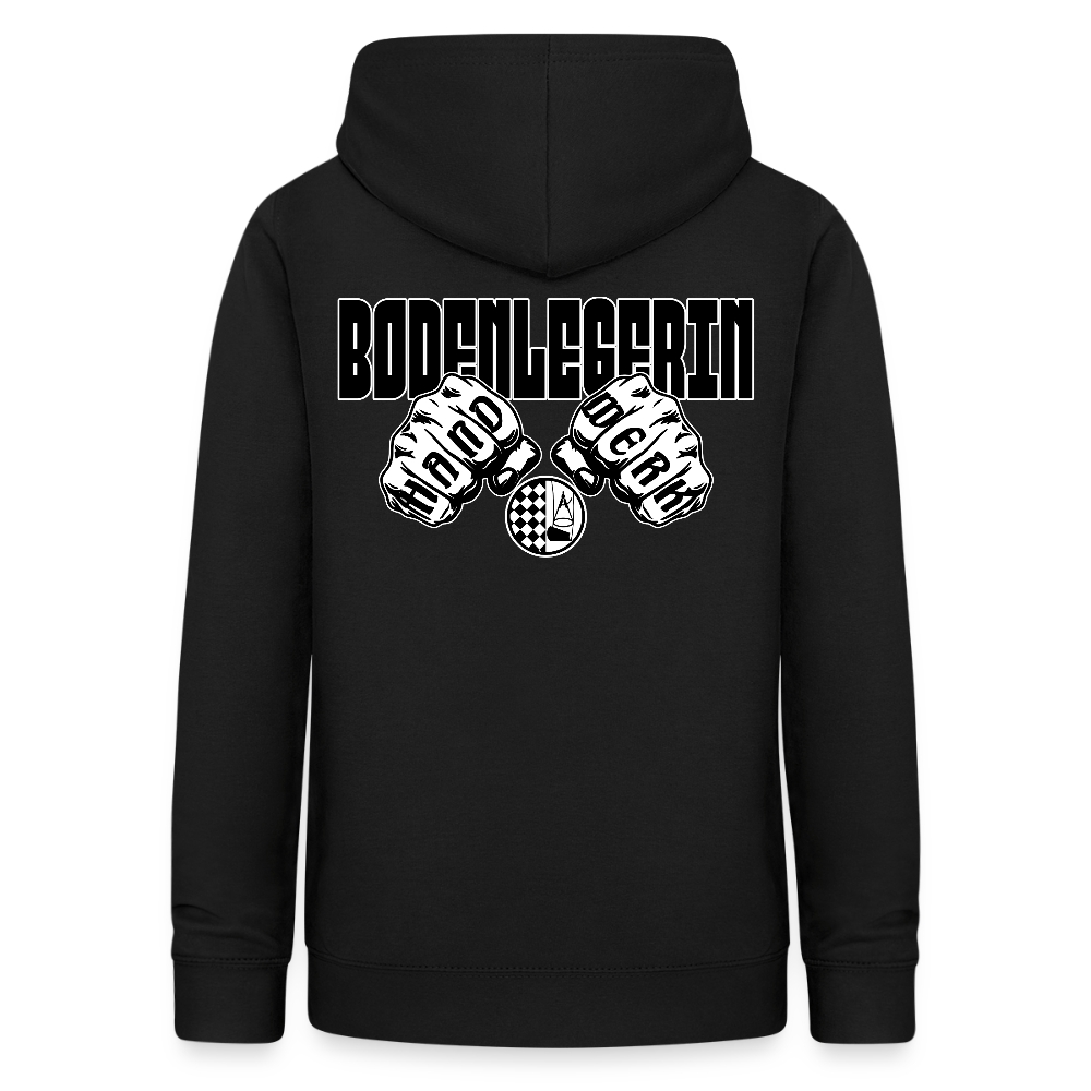 Frauen Hoodie "Bodenlegerin" (beidseitig beruckt) Schwarz Frauen Hoodie {{ color }}