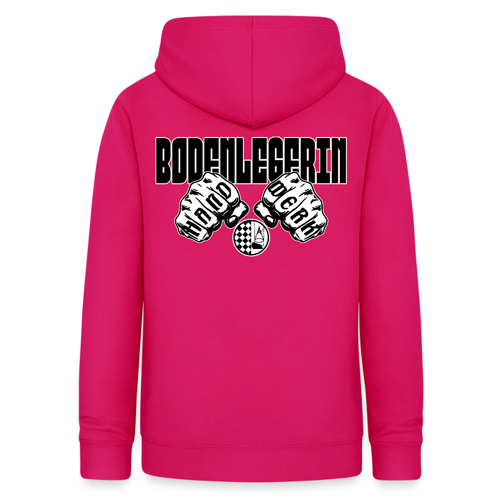 Frauen Hoodie "Bodenlegerin" (beidseitig beruckt) dunkles Pink Frauen Hoodie {{ color }}