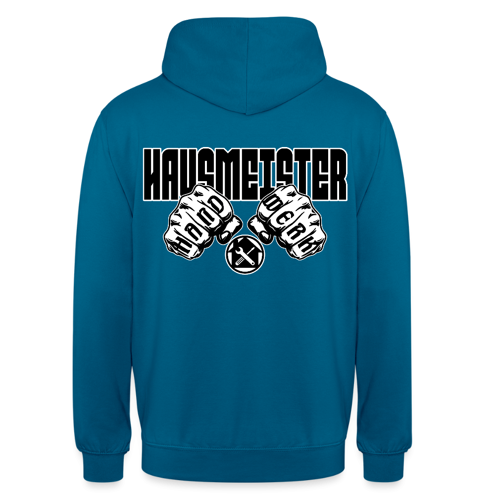Unisex Hoodie "Hausmeister" (beidseitig bedruckt) Tiefseeblau Unisex Hoodie {{ color }}