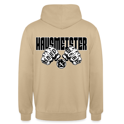 Unisex Hoodie "Hausmeister" (beidseitig bedruckt) Beige Unisex Hoodie {{ color }}