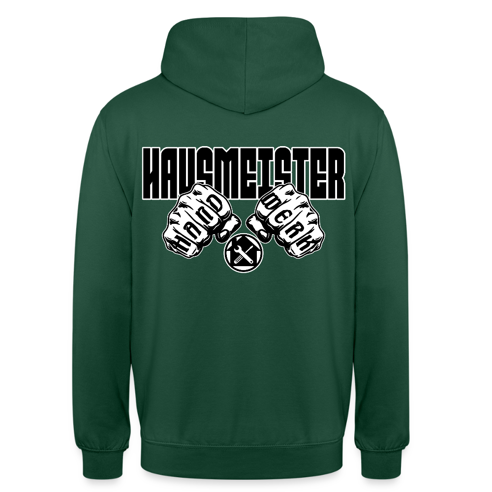 Unisex Hoodie "Hausmeister" (beidseitig bedruckt) Flaschengrün Unisex Hoodie {{ color }}