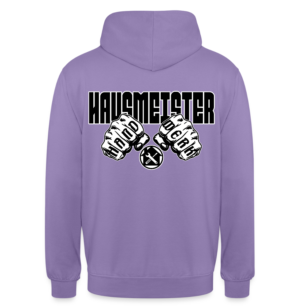 Unisex Hoodie "Hausmeister" (beidseitig bedruckt) Lavendel Unisex Hoodie {{ color }}