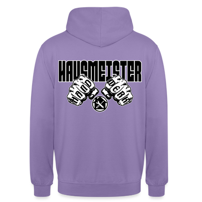 Unisex Hoodie "Hausmeister" (beidseitig bedruckt) Lavendel Unisex Hoodie {{ color }}