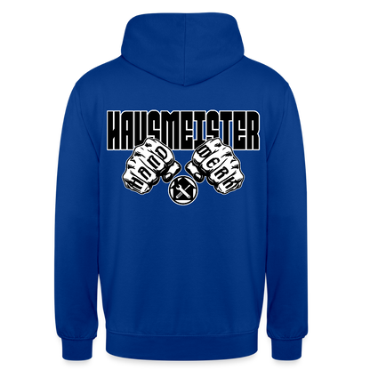 Unisex Hoodie "Hausmeister" (beidseitig bedruckt) Royalblau Unisex Hoodie {{ color }}