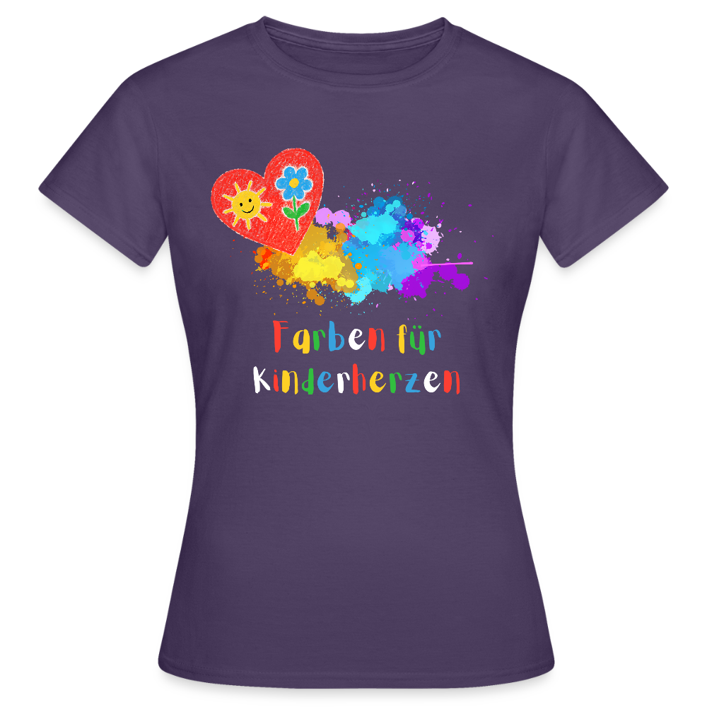 Frauen T-Shirt "Farben für Kinderherzen" Dunkellila Frauen T-Shirt {{ color }}