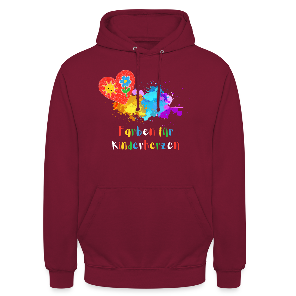 Unisex Hoodie "Farben für Kinderherzen" Bordeaux Unisex Hoodie {{ color }}
