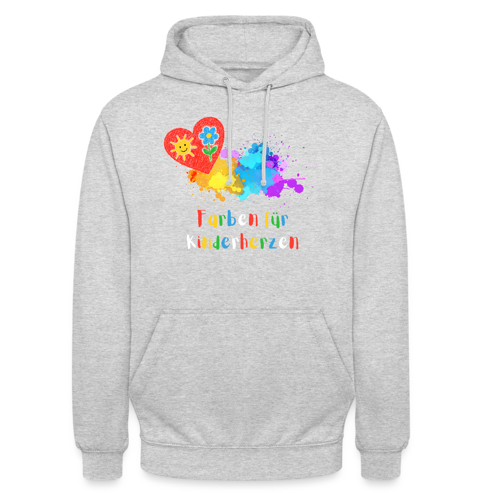 Unisex Hoodie "Farben für Kinderherzen" Hellgrau meliert Unisex Hoodie {{ color }}