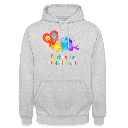 Unisex Hoodie "Farben für Kinderherzen" Hellgrau meliert Unisex Hoodie {{ color }}