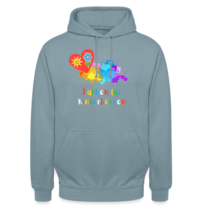 Unisex Hoodie "Farben für Kinderherzen" Nebelblau Unisex Hoodie {{ color }}