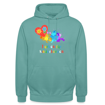 Unisex Hoodie "Farben für Kinderherzen" Pastelltürkis Unisex Hoodie {{ color }}
