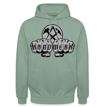 Unisex Hoodie "Dachdecker" Graugrün Unisex Hoodie {{ color }}