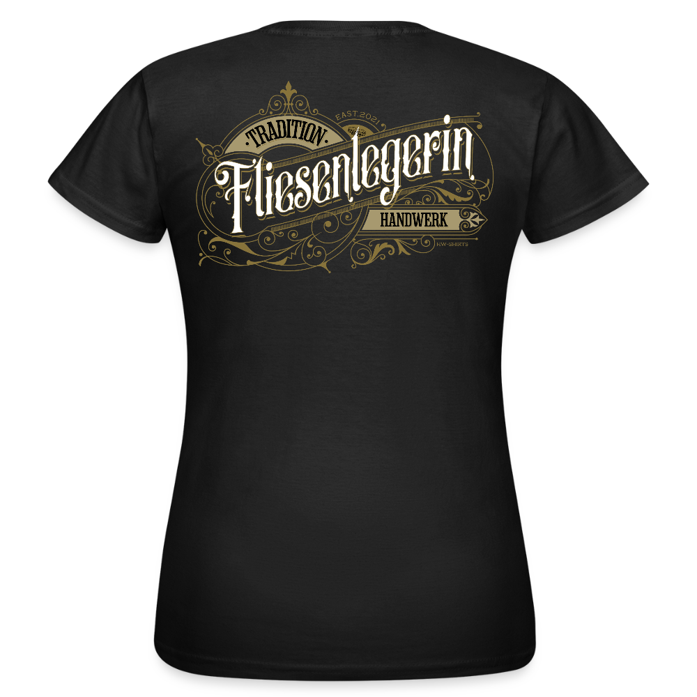 Frauen T-Shirt "Fliesenlegerin" Nostalgie Handwerk Schwarz Frauen T-Shirt {{ color }}