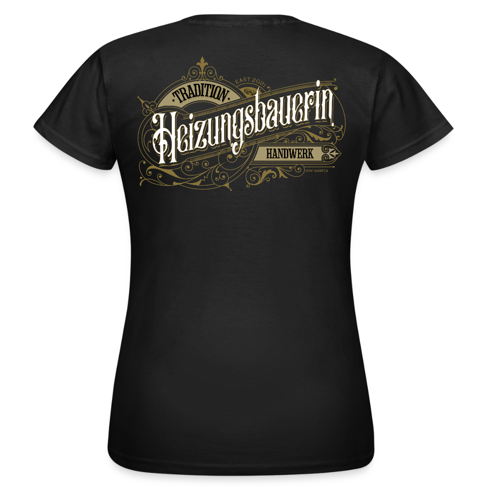 Frauen T-Shirt "Heizungsbauerin" Nostalgie Handwerk Schwarz Frauen T-Shirt {{ color }}