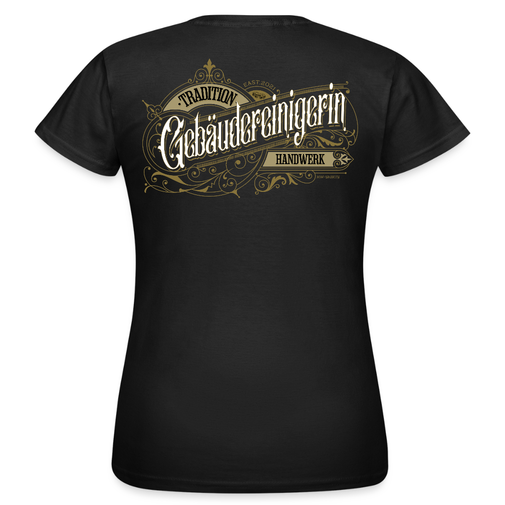 Frauen T-Shirt "Gebäudereinigerin" Nostalgie Handwerk Schwarz Frauen T-Shirt {{ color }}