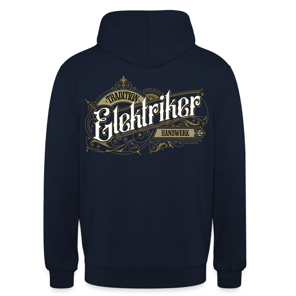 Unisex Hoodie "Elektriker" Nostalgie Handwerk Navy Unisex Hoodie {{ color }}