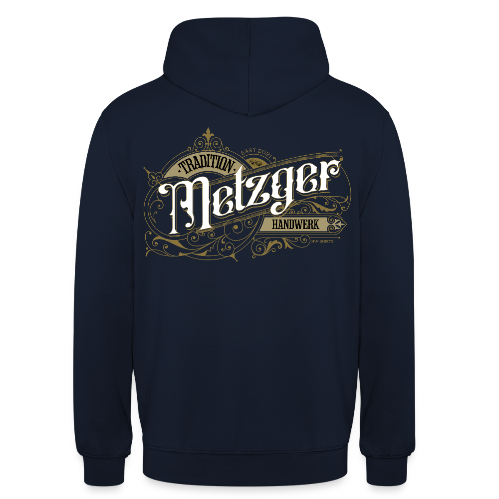 Unisex Hoodie "Metzger" Nostalgie Handwerk Navy Unisex Hoodie {{ color }}