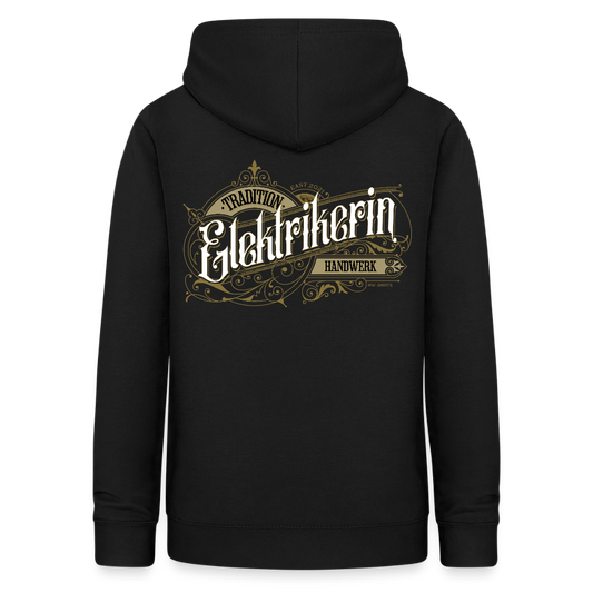 Frauen Hoodie "Elektrikerin" Nostalgie Handwerk Schwarz Frauen Hoodie {{ color }}