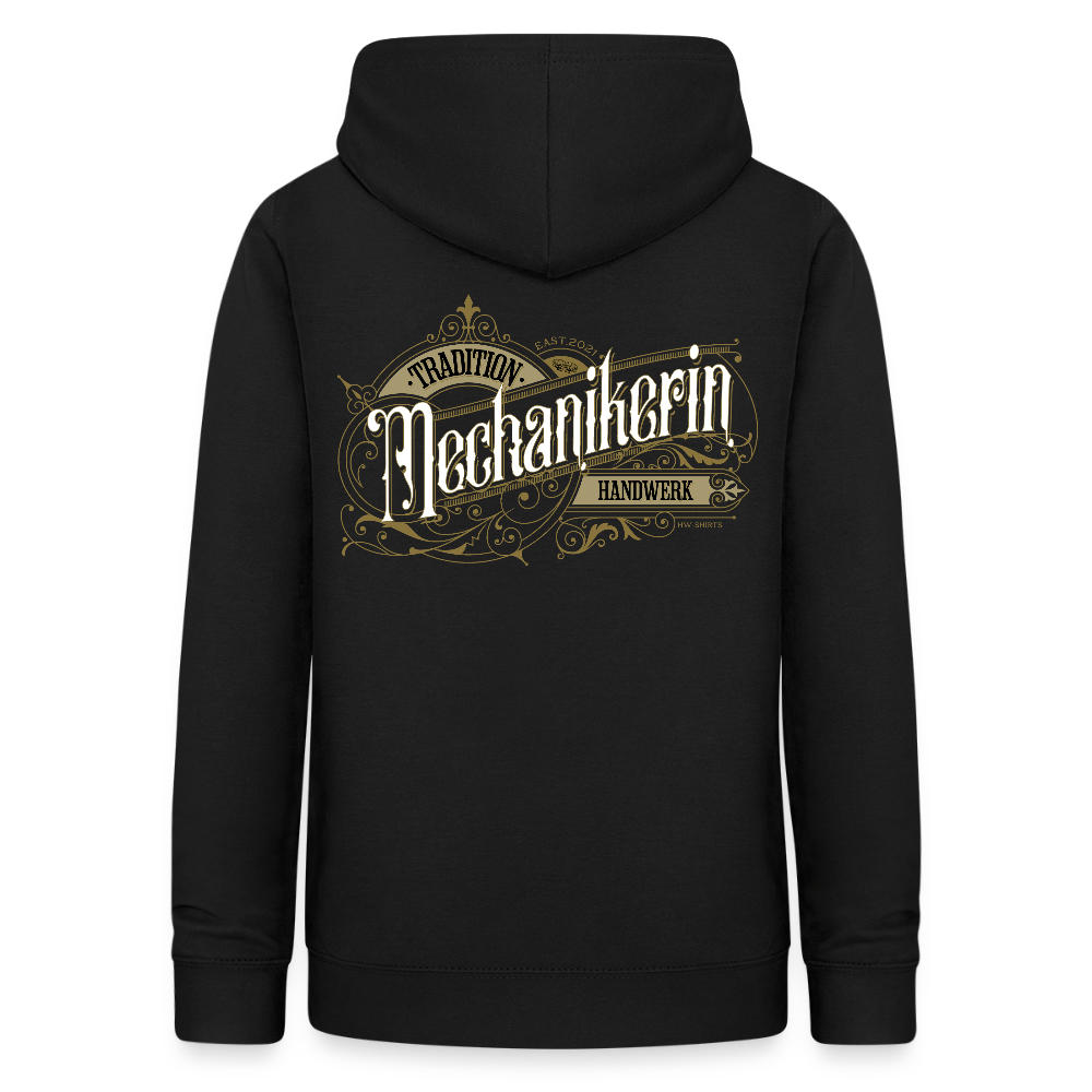 Frauen Hoodie "Mechanikerin" Nostalgie Handwerk Schwarz Frauen Hoodie {{ color }}