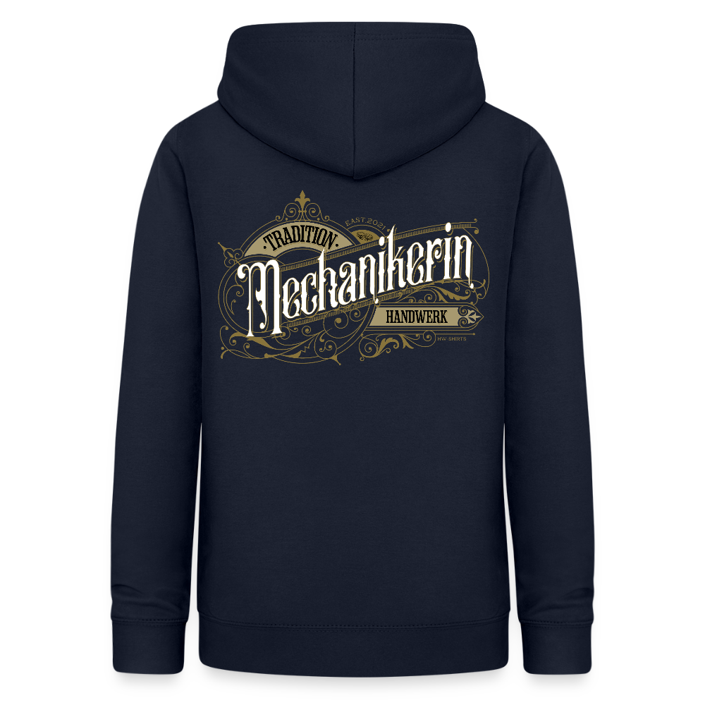 Frauen Hoodie "Mechanikerin" Nostalgie Handwerk Navy Frauen Hoodie {{ color }}