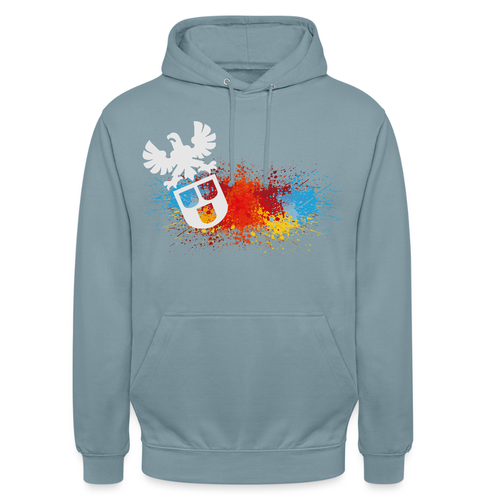 Unisex Hoodie "Maler-Splash" Nebelblau Unisex Hoodie {{ color }}
