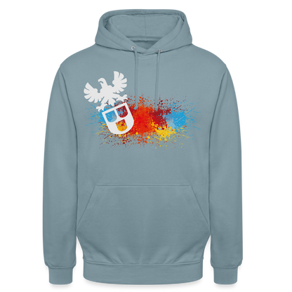 Unisex Hoodie "Maler-Splash" Nebelblau Unisex Hoodie {{ color }}