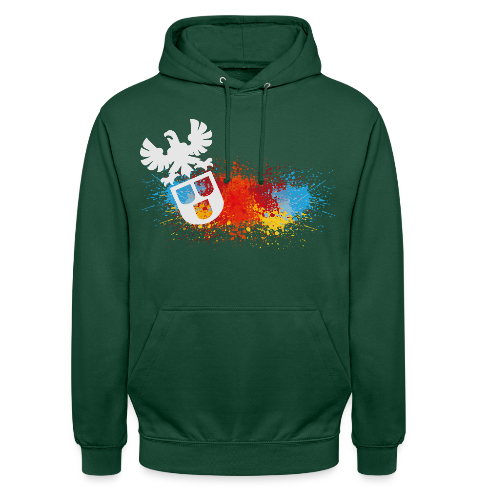 Unisex Hoodie "Maler-Splash" Flaschengrün Unisex Hoodie {{ color }}