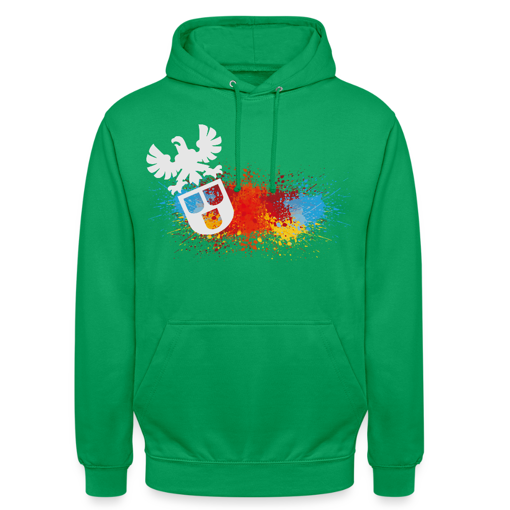 Unisex Hoodie "Maler-Splash" Kelly Green Unisex Hoodie {{ color }}