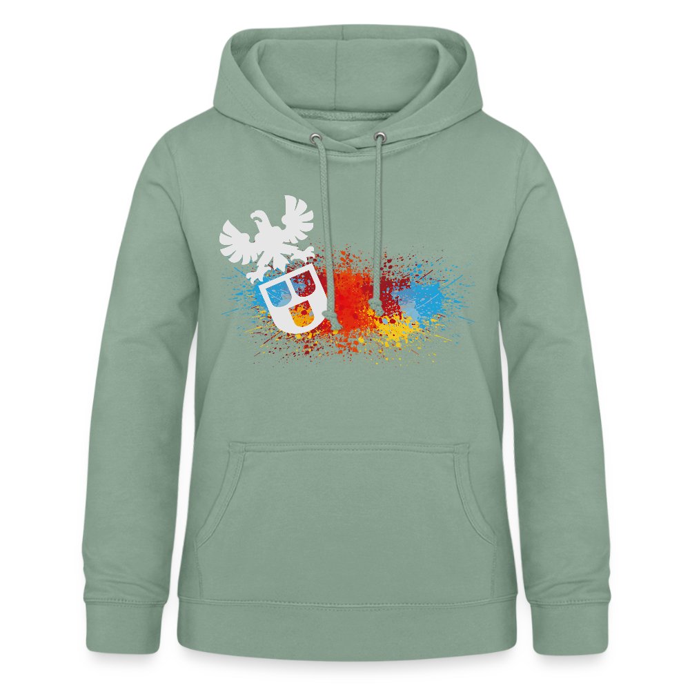 Frauen Hoodie "Maler-Splash" Graugrün Frauen Hoodie {{ color }}