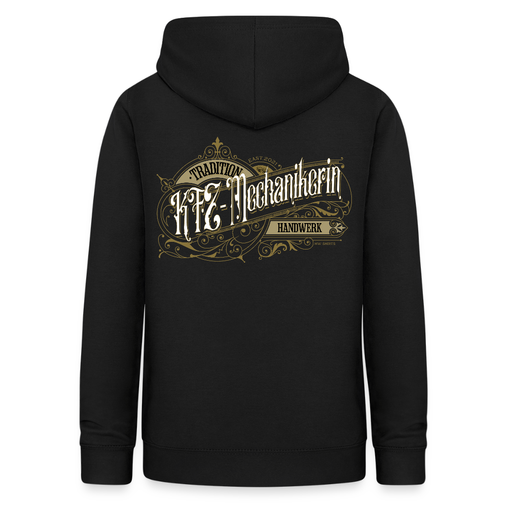 Frauen Hoodie "KFZ-Mechanikerin" Nostalgie Handwerk Schwarz Frauen Hoodie {{ color }}